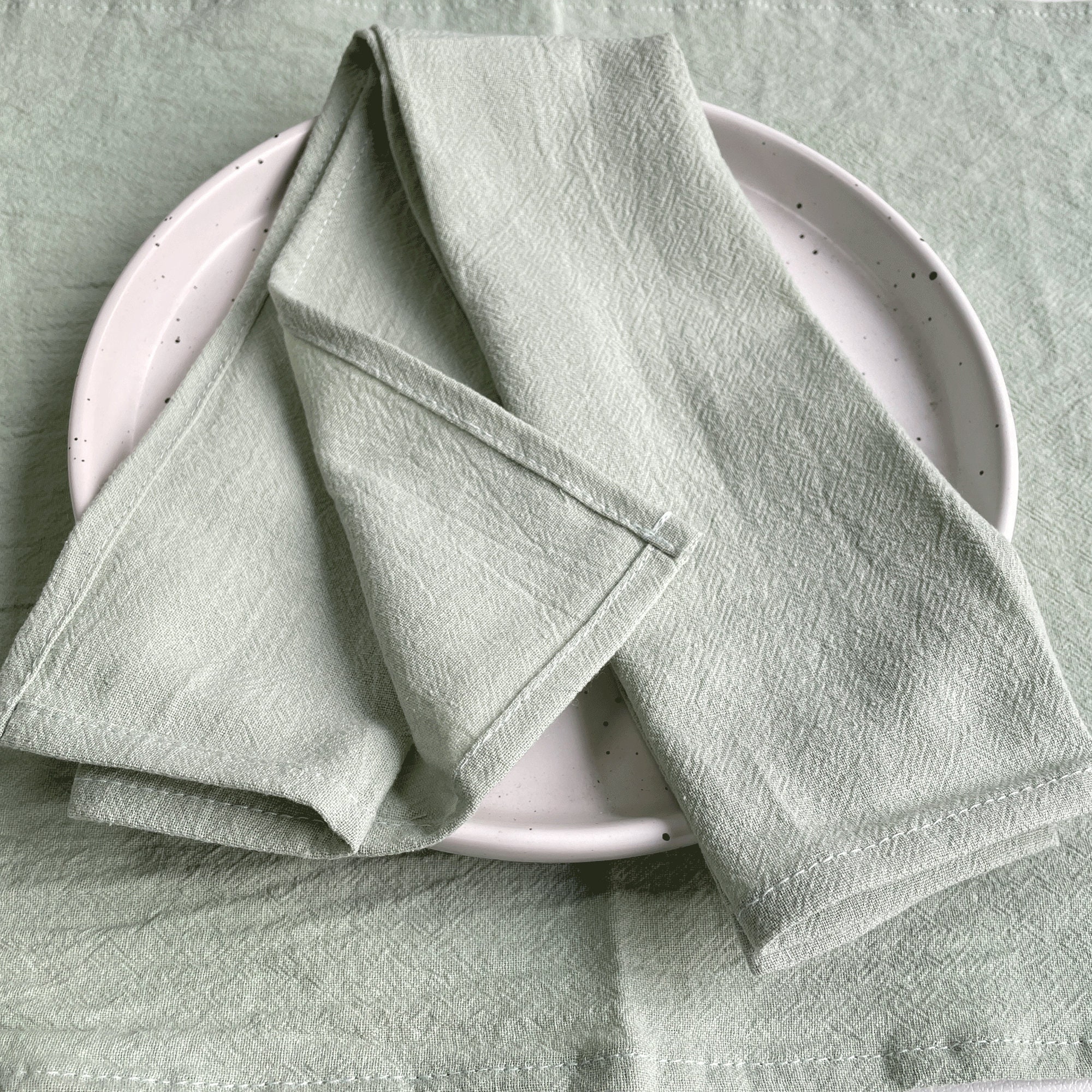 Set of 6/24/48 Pcs Napkins, Sage Green Napkins, Christmas Gift, Cotton