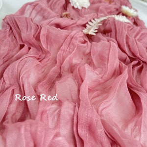 Romantic Wedding Table Runner,Rose Red Table Runner, Gauze ,Fall table runner, Cheesecloth Fabric, Wedding Tablel Decor