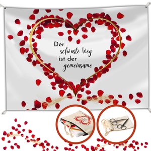 Hochzeitsherz zum Ausschneiden, Herz zum Ausschneiden Hochzeit, Standesamt Überraschung ,Bettlaken Hochzeit ausschneiden,