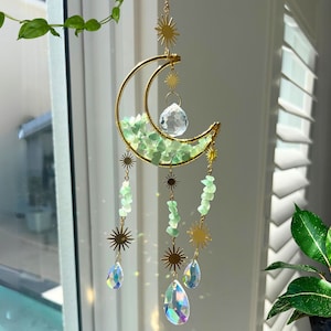 Aventurine Gemstone Suncatcher, Light catcher, Rainbow maker, Wall hanging room decor, Gift for her