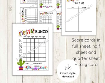Fiesta Bunco scorecard and tally sheet printable digital download