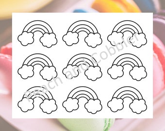 Rainbow with Clouds template printable digital download