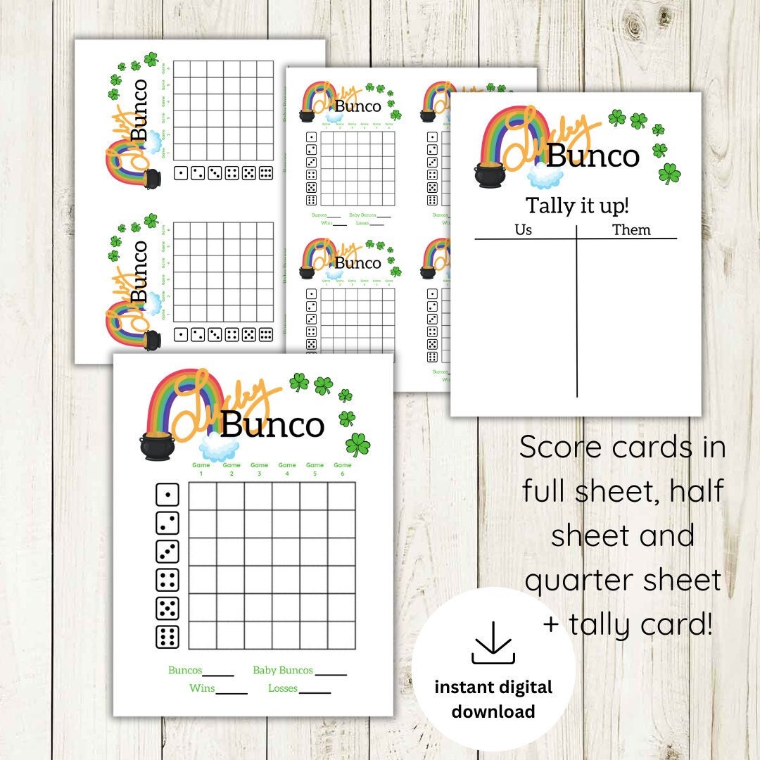 Lucky Bunco | Saint Patricks Day Bunco Score Card and Tally Sheet ...