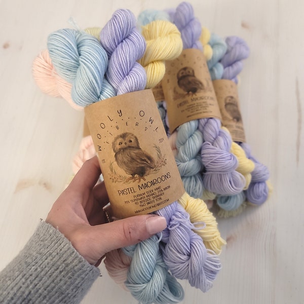 Pastel Macaroons - Fingering Weight Mini Skein Kit | hand dyed yarn | hand dyed yarn | fingering yarn | merino wool yarn | Knit | Crochet