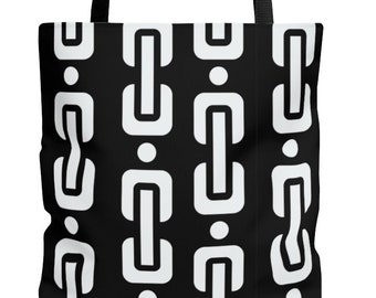 Tote Bag :Black and white double chain design.