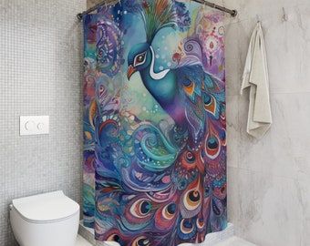 Floral Peacock Polyester Shower Curtain