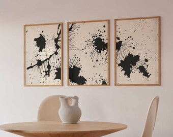 Print Set of 3, Black & White Line Art, Minimalist Prints, Neutral Nordic Prints, Matching Wall Art, Black Beige Art, Japandi Printable Art