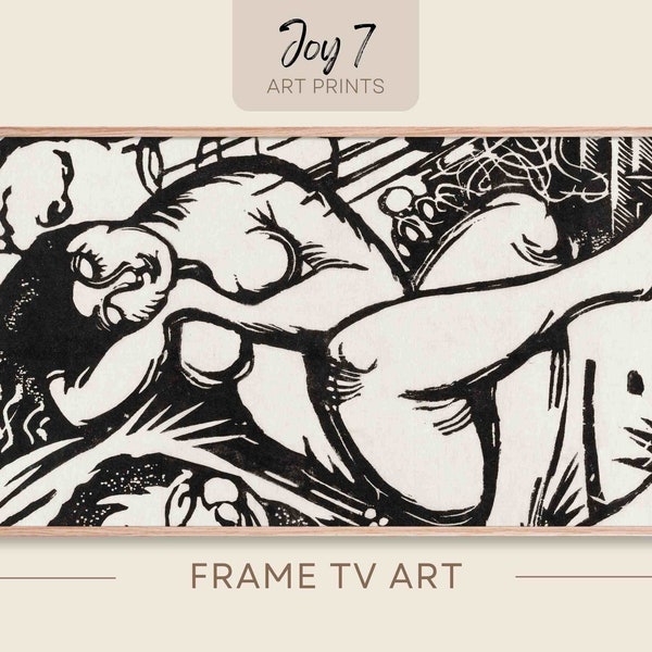 Samsung Frame TV | Sleeping woman | Black and White Art | Samsung Art Tv | Woodcut | Samsung Frame TV | Frame TV Art | Digital Download