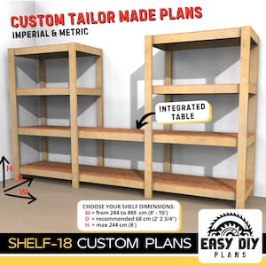 DIY Shelves integrated Workbench CUSTOM PLANS Storage shelf plans Diy Garage shelf plan Diy Workbench Easy Shelf Printable Plan Pdf MODEL18