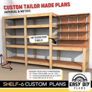 Shelf Storage Workbench CUSTOM Diy PLANS Diy Easy Woodworking shelf plans Garage shelf plan Storage Custom Plans Downloadable Plans MODEL6