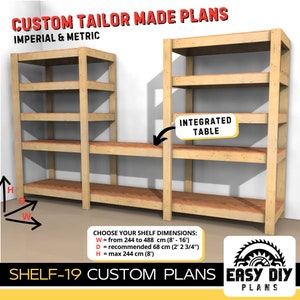 DIY storage plans CUSTOM PLANS Garage Shelf integrated Workbench plan Diy Storage Plan Wood storage Garage rack Printable Plan Pdf MODEL19