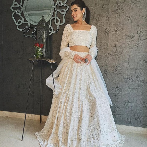 White Lehenga choli for Women Ready to wear Chania choli for girl Indian designer wedding lehengas bridesmaids outfits custom made lenghas