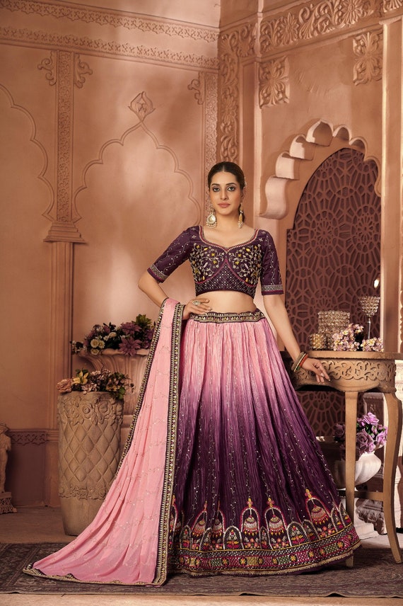 Dark Pink Silk Indian Wedding Wear Lehenga Choli