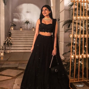 Black lehenga choli for women designer indian wedding lehenga choli party wear lengha choli embroidery mirror work bridesmaid lehenga choli