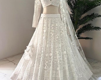 White Lehenga choli for Women Ready to wear Chania choli for girl Indian designer wedding lehengas bridesmaids outfits custom made lenghas