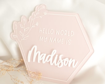 Baby Arrival Sign with 3D Name | Welcome to the world | Hello World | Baby Announcement Sign | Hospital Baby Photo Prop | Nursery Decor