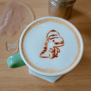 Festive Dinosaur Coffee Stencil, Christmas Winter Latte Art Stencil, Cappuccino Art, Coffee Foam Pastry Decorating Stencil,Coffee Lover Gift