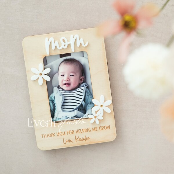 Mother's Day Fridge Photo Magnet, Daisies Photo Frame Gift, For Mom, Gift for Grandma, Flowers Mom Gift, Mothers Day Gift