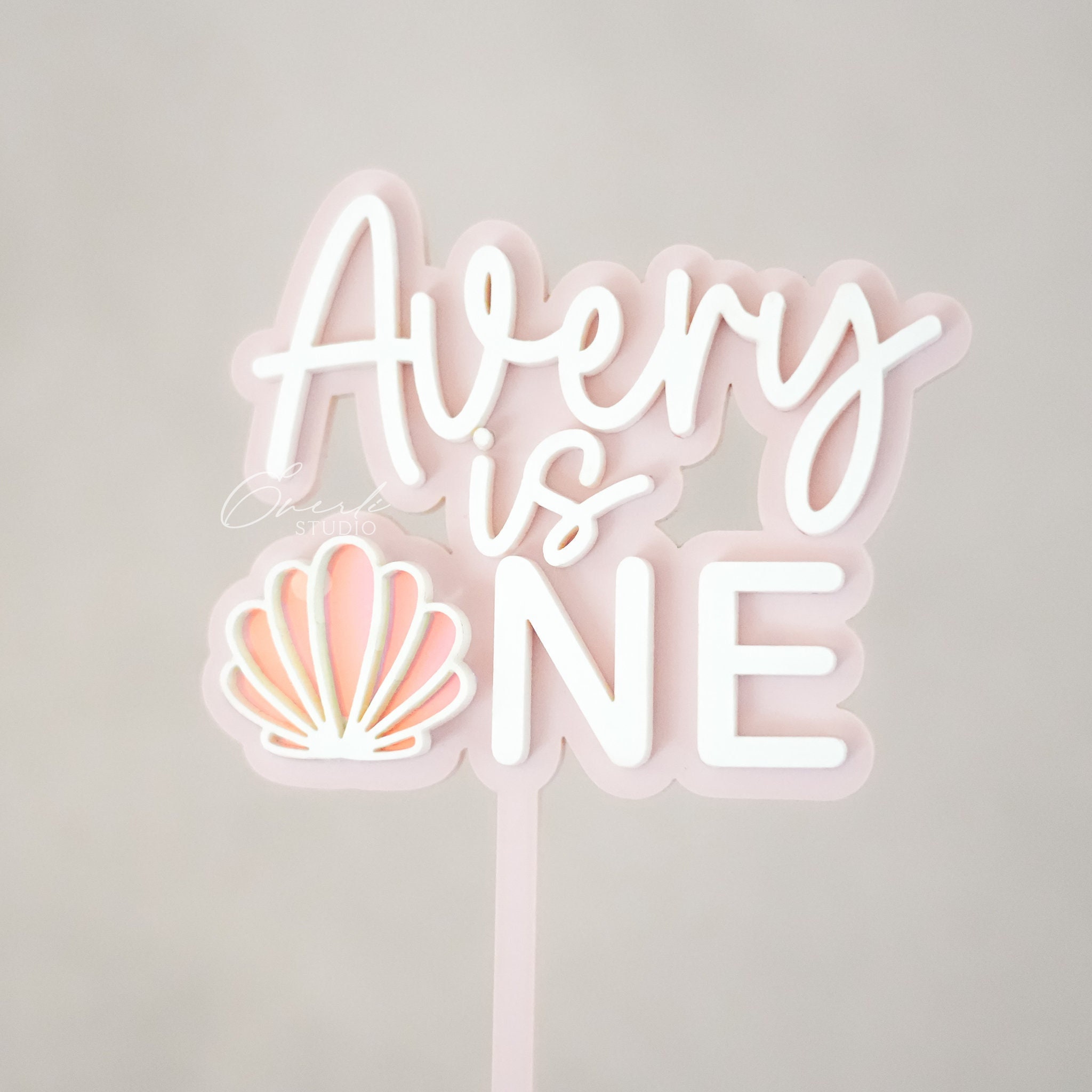 Baby First Birthday Cake Topper, Seashell Birthday Cake Topper, Under The Sea, Mermaid Themed Party, One Year Acrylic Cake Accessories
