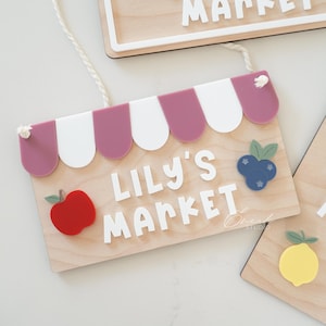 Playroom Decor, Imaginative Play, for Toddler, Pretend Play, Market Signs, Play Kitchen Decor, Playroom Signs, Wooden Kitchen, Kids Decor