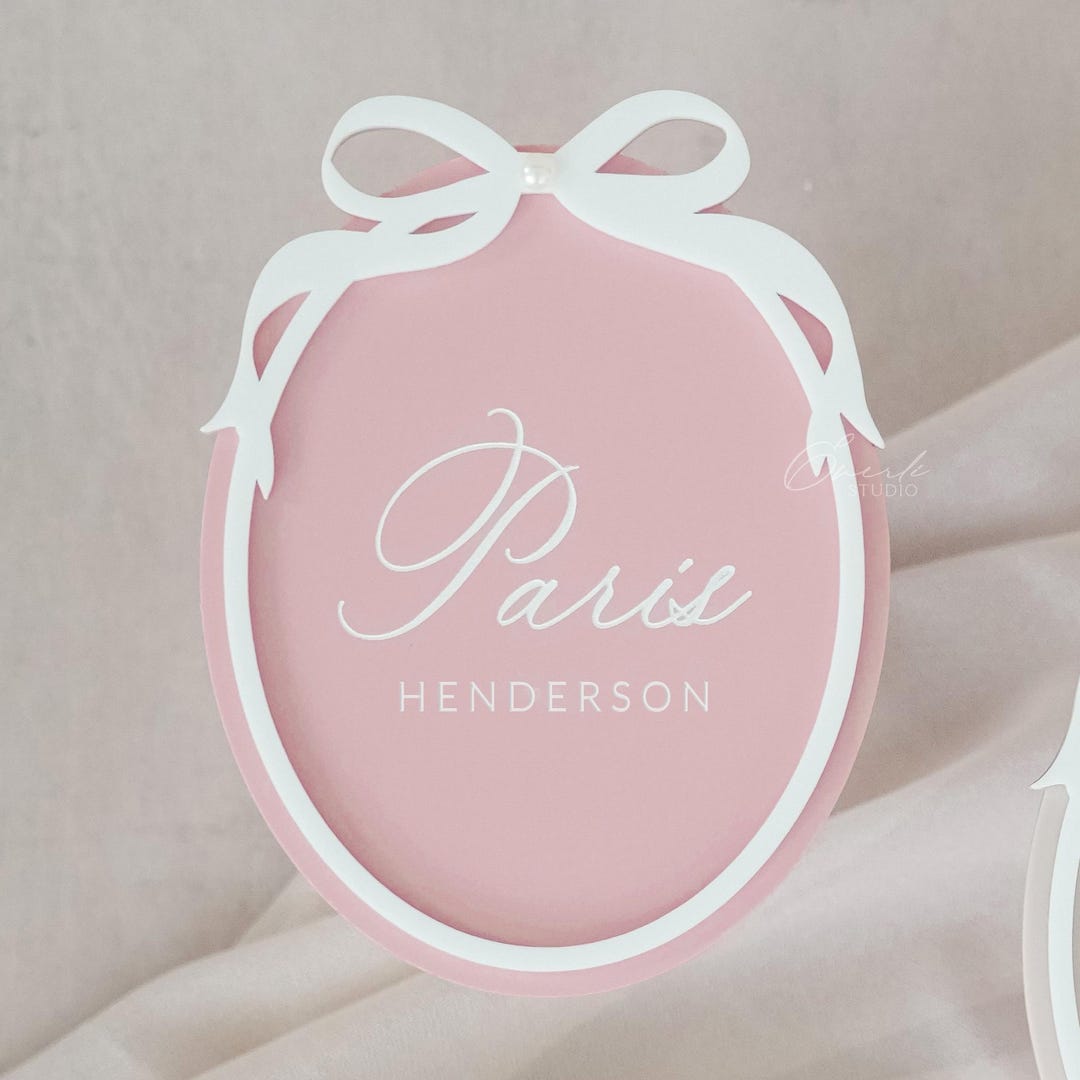 Oval Ribbon Bow Baby Name Sign, Baby Announcement Sign, Newborn Arrival ...