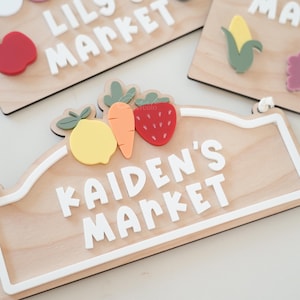 Playroom Decor, Imaginative Play, for Toddler, Pretend Play, Market Signs, Play Kitchen Decor, Playroom Signs, Wooden Kitchen, Kids Decor