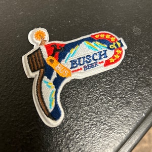 Busch beer boot embroidered patch