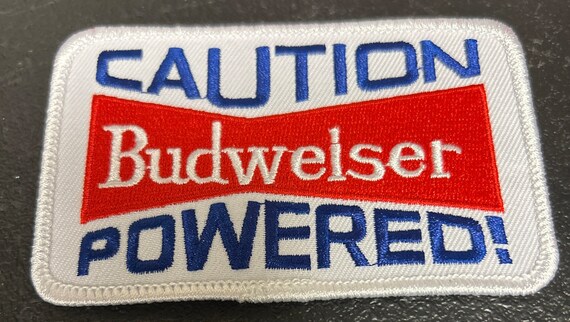 Caution Budweiser powered embroidered patch - image 1