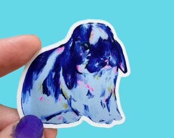 Bunny vinyl sticker, rainbow bunny sticker, cute bunny sticker, Holland lop sticker
