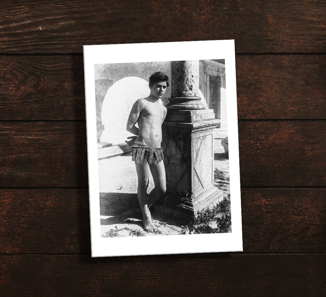 Nude Male Posing Near Stone Column Vintage Nude Boy Penis - Etsy