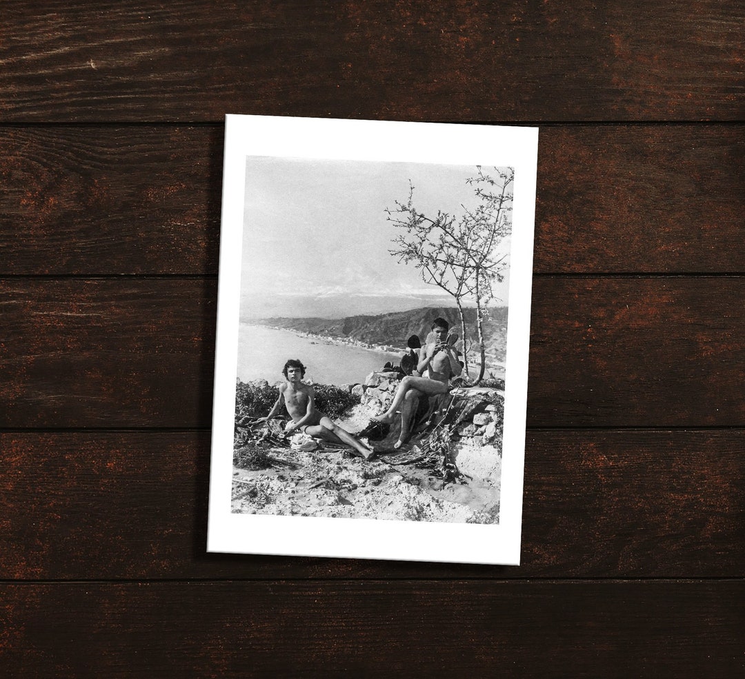 Two Nude Guys Outdoors Sunbathing Near the Ocean Vintage Gay - Etsy