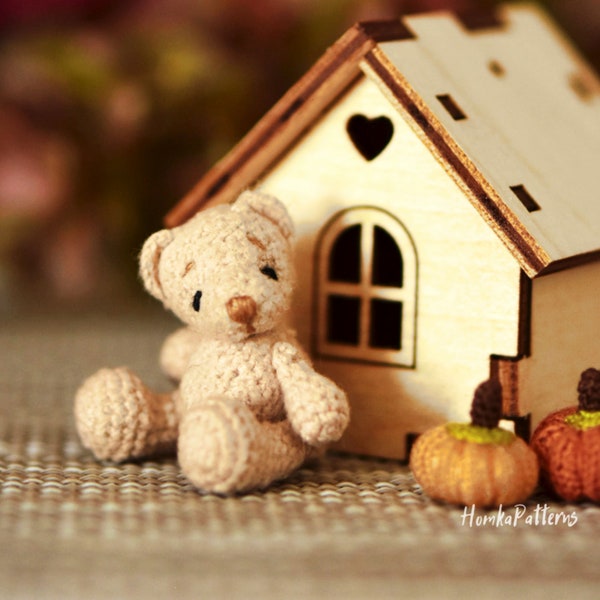 Mini teddy bear, memory bear, crochet bear pattern