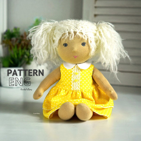 Waldorf doll pattern with collar, doll clothes pattern