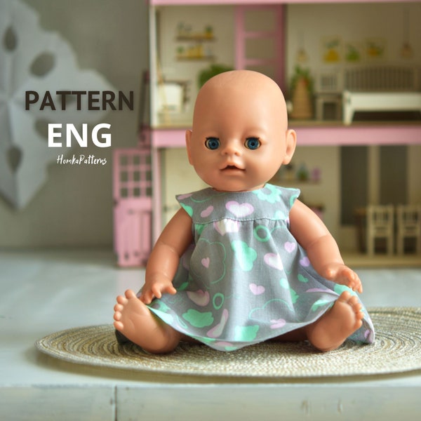 Baby born doll clothes, 13 inch doll clothes sewing pattern PDF