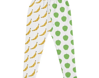Apple Banana Print Women's Joggers, Slim Fit Sweatpants