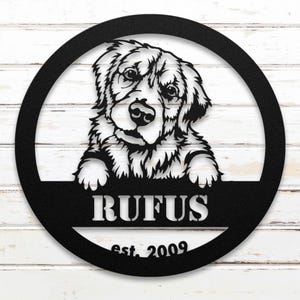 Personalized Golden Retriever Metal Sign with Name & Birth Year -  Premium American-Made Gift for Dog Lovers