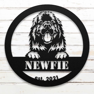 Personalized Newfoundland Metal Sign with Name & Birth Year - Premium American-made Gift for Dog Lovers