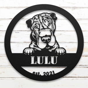 Personalized Shar-Pei Metal Sign with Name & Birth Year - Premium American-made Gift for Dog Lovers