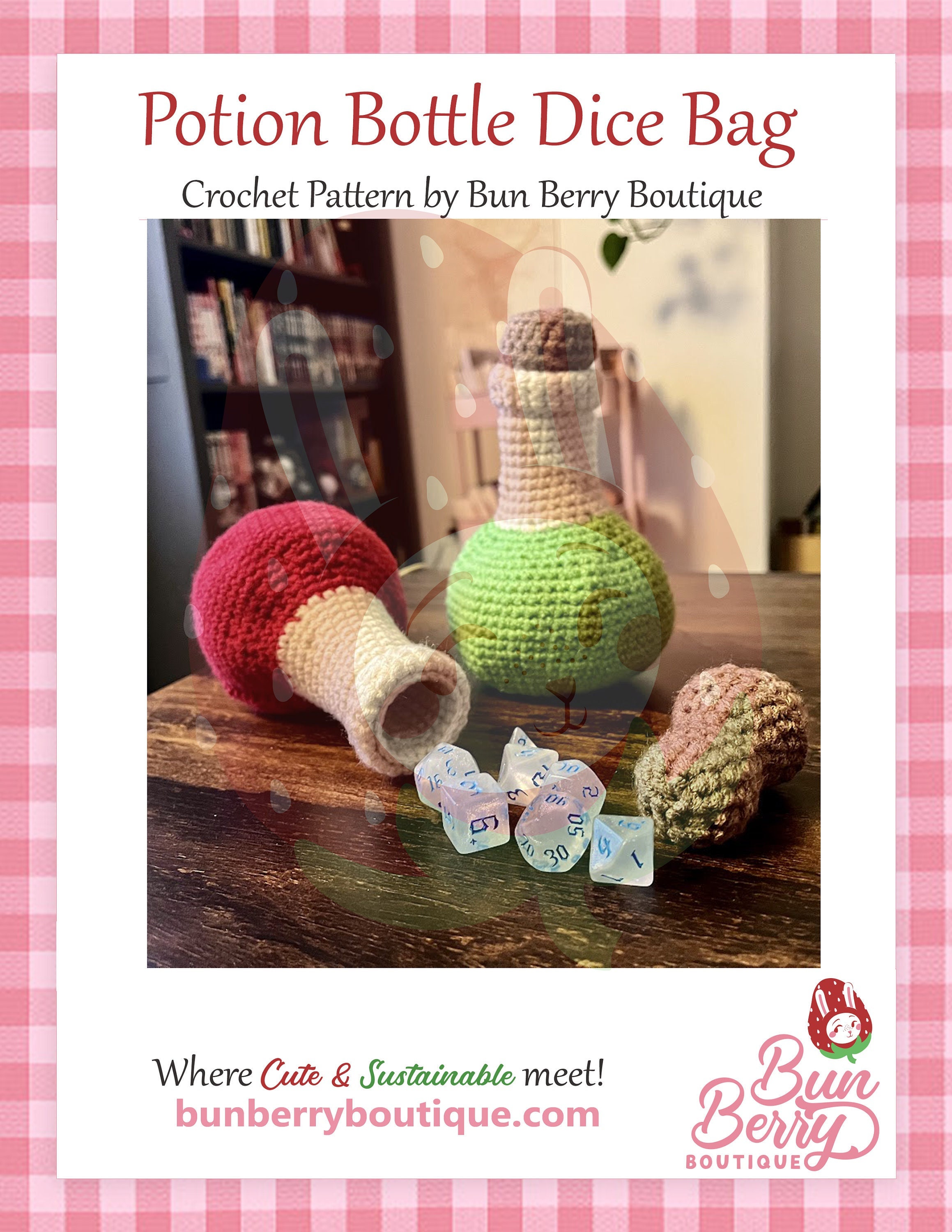 28 Dice Bag Crochet Patterns: Unique Drawstring Pouches for Gamers and Fantasy Fans 13 Potion Bottle Dice Bag Crochet