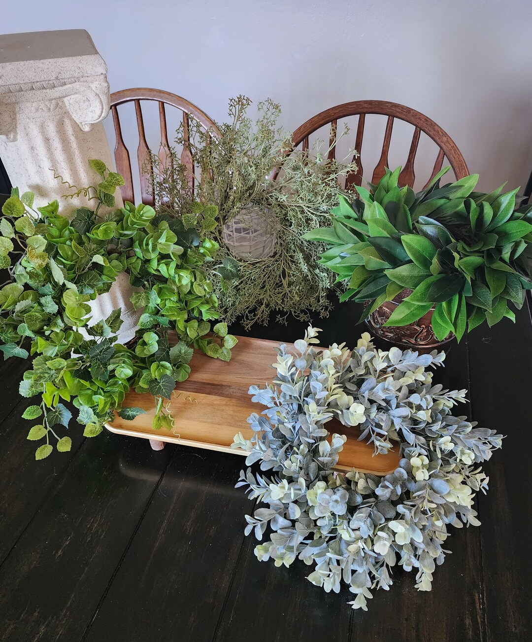 Set of Four Small Greenery Wreaths: Eucalyptus, Moss & Ivy - Etsy