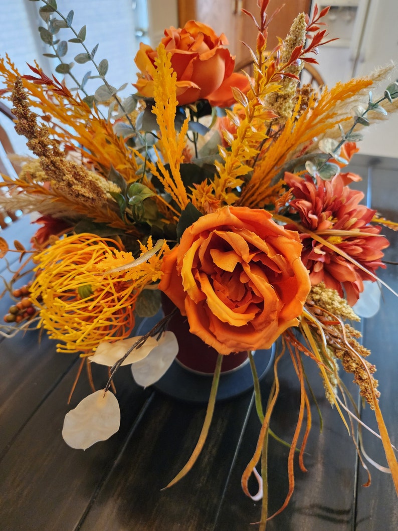 Rustic Fall Artificial Floral Arrangement Autumn Floral Etsy