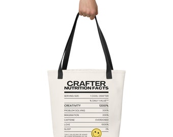 Crafter Nutrition Facts Tote Bag, Gift For Her, Gift For Him, Mothers Day Gift, Father's Day, For Mom, Housewarming Gift, Custom Print Bags