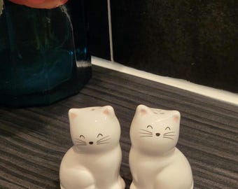 Salero y pimentero de gato blanco