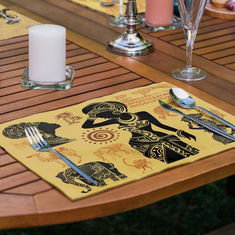 Set of 6 African Woman Placemats Africa Themed Table Mat Etsy