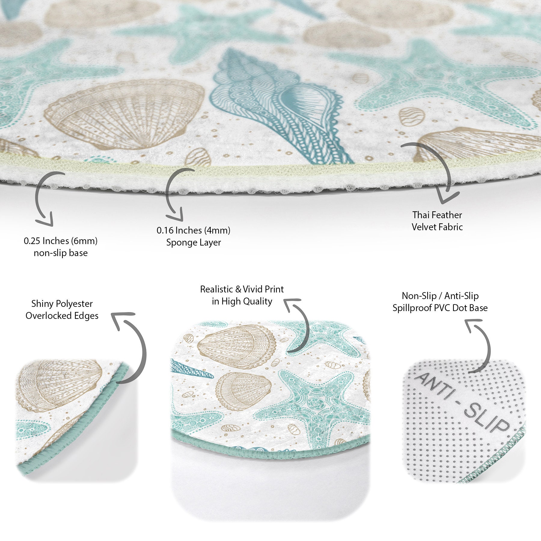 Area Rug With Starfish Sea & Shell Ocean Themed Carpet Etsy