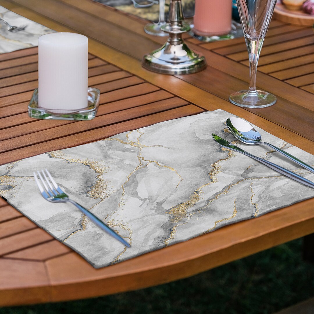 Set of 6 Marble Design Placemats Black & Gold Marble Etsy