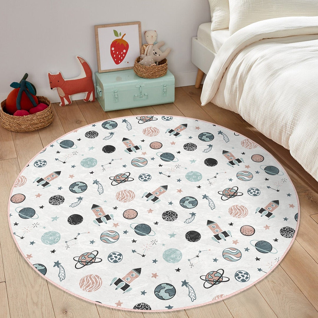 Galaxy Nursery Rug Space Themed Rug Kids Room Rug With Etsy