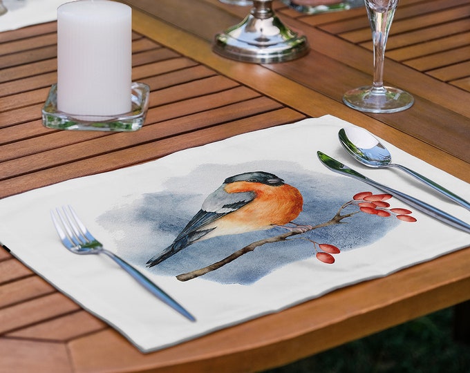 Beautiful Birds Oval Placemats Reversible Set of 4 or 6 Blue Birds Oval