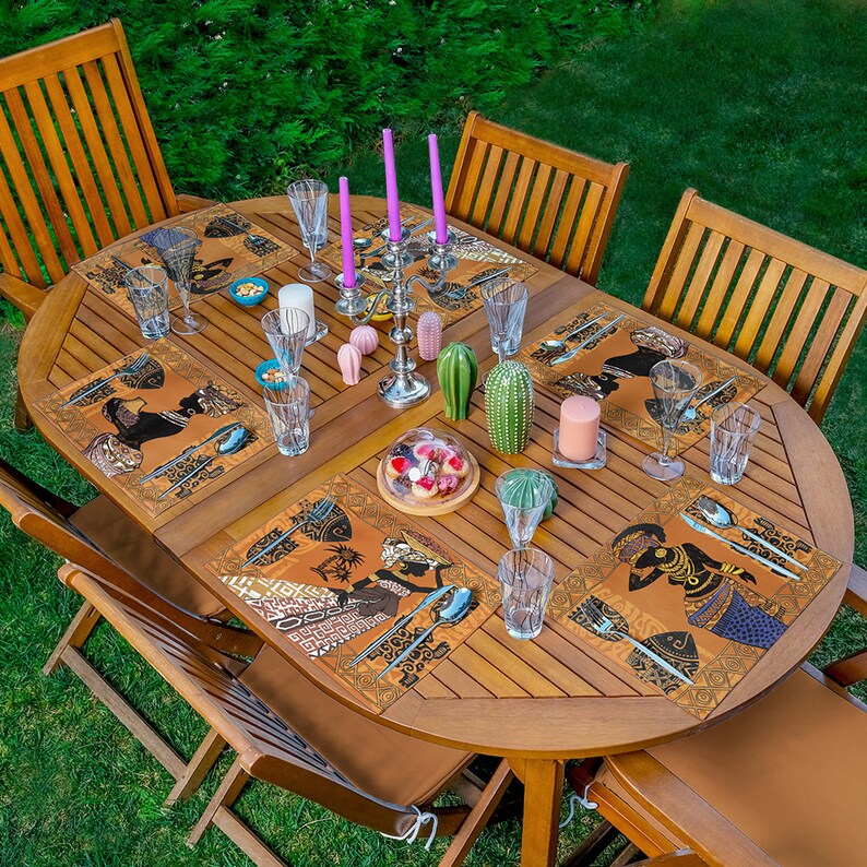 Set of 6 African Woman Placemats Africa Themed Table Mat Etsy