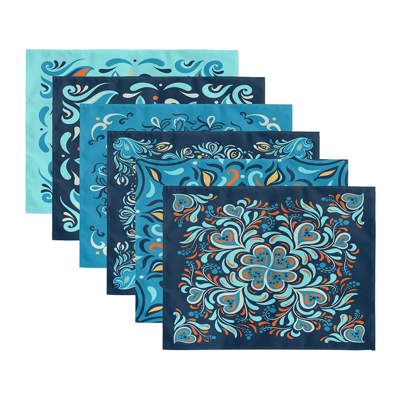 Set of 6 Colorful Placemats High Quality Colorful Table Mat Etsy